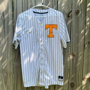 Nike White Pinstripe Baseball Jersey with Tennessee Logo